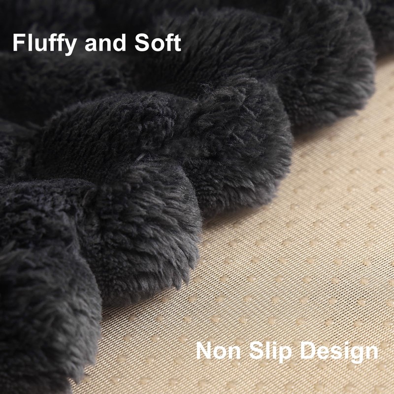 Aucrovee Soft Plush Faux Fur Couch Cover, Fluffy Non Slip