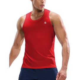Nepest Men's Quick Dry Workout Tank Top Gym Muscle Tee Fitness Bodybuilding Sleeveless T Shirt Red XXL