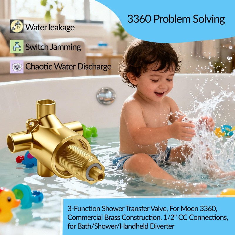 3-Function Shower Transfer Valve for Moen 3360 Commercial 3 Way