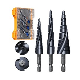 Crosstar M35 Cobalt Step Drill Bit Set, 3PCS TiAlN Coated Unibit with Double Spiral Flutes, 1/8" to 7/8" Hex Shank, for Metal, Stainless Steel, Aluminum, Wood, Plastic - Impact Ready