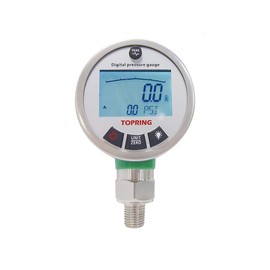 TOPRING 55.701 Stainless Steel Digital Air Pressure Gauge, 2.5in. 0-300 PSI, 9 Modes, Backlit LCD, Lower Mount 1/4 (M) NPT, Series 55