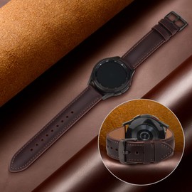 Vancle Quick Release Genuine Leather Watch Band 20mm 22mm Leather Watch Strap, 20mm Vintage Brown