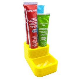 Jeff Did It! Cement Glue Putty Tube Holder w/Tip Holder - Holds 4 Tubes - Compatible with Testors Cement Putty Glue - Anti-Slip Rubber Feet - 3D Printed - Holder Only (Yellow)