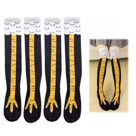 2 Pairs Chicken Leg Socks, Funny Chicken Socks, Knee High 3D Cartoon Animal Socks, Novelty Socks for Women Men