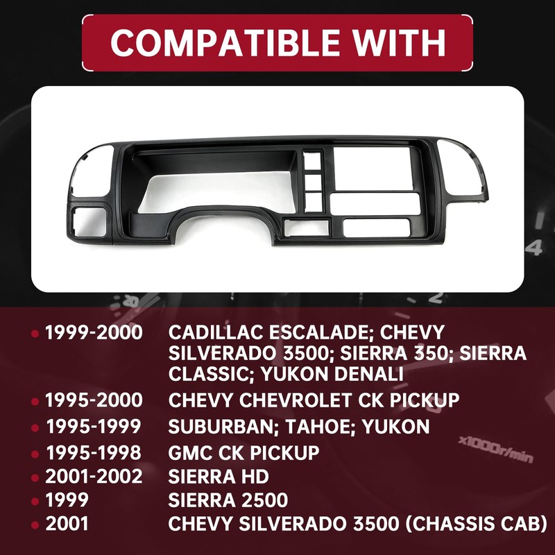HECASA Double Din Dash Panel Kit Compatible with 1995-2002 GMC