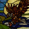 RIVER OF GOODS 14" H Bald Eagle Stained Glass Window