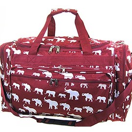 19 Inch Elephant Print Duffel Bag Alabama Roll Tide Bama Burgundy Red Duffle