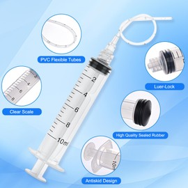 10 Pack 10ml Luer Lock Syringe - Syringes for Liquid with Soft Tube - Individually Pcakaged，Scientific Labs and Measuring, Refilling Inks