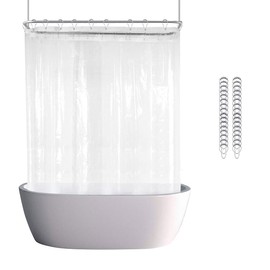 De-Mediocre Clawfoot Tub Shower Curtain Liner 180x70 Inch Clear Warp Around Extra Wide 36 Metal Hooks Heavy Duty Vinyl Bath Curtain for Clawfoot Stand Up Tub for Bathroom Tub PEVA Waterproof
