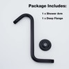 TRUSTMI Matte Black S-Shaped Shower Arm with Flange 12 Inch