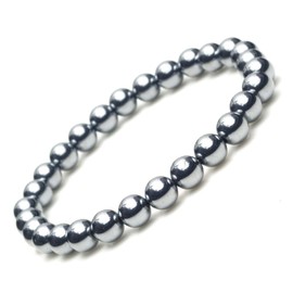 Terahertz Ore Bracelet 6mm Round Ball Genuine Gemstone Power Stone, Rubber Stone