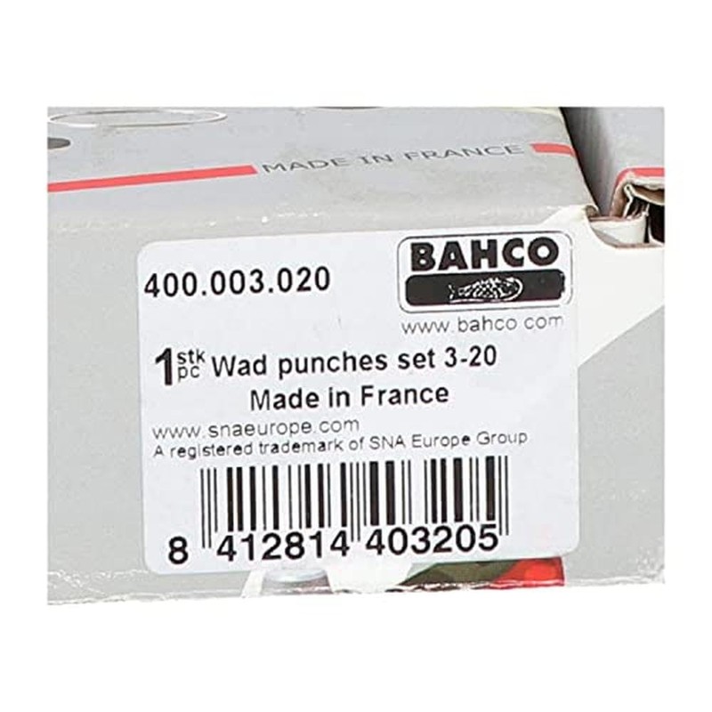 Bahco 400003020 Lochstanzen-Set, 11-teilig, 3-20 mm Wechselbar