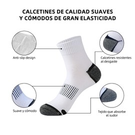 Ausein Calcetines Hombre 6 Pares, Calcetines Deportivos Algodón Transpirables, Absorbe el sudor y antiolor, Tines Correr Largos, Medias antideslizantes para Baloncesto,Running, Futbol, Ciclismo, Gym