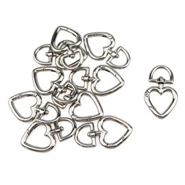 Coshar Heart Shape Swivel Snap Hook 360° Rotatable Buckles Keyring Hanging Clasps, Pack of 10, 1.8"x1.1" (Silver)