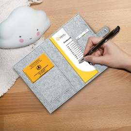kwmobile Cover for the German Medical Examination Record, Made of Felt, Examination Record and Vaccination Certificate Cover with Extra Compartments, Owl