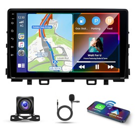 9 Inch Double Din Car Stereo for Kia Rio YB/SC 2018-2023 Android 13 IPS Touchscreen Car Radio w/Wireless Carplay Android Auto GPS Navigation Bluetooth WiFi FM SWC AHD Mirror Link Backup Camera, 2+32G