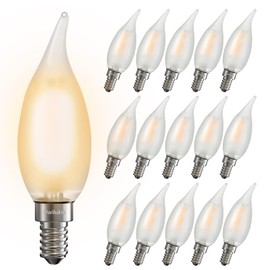 Owilukie Chandelier Frosted Light Bulbs 6W (60W Equivalent), Candelabra Candle E12 LED Bulb Type B Soft Warm White Color 2700k,Dimmable for Dining Room,Light Fixture,Chandelier,15 Pack