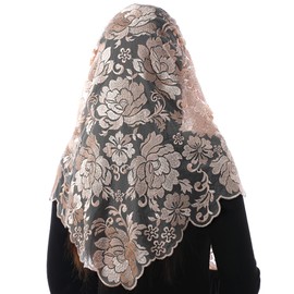 Bozidol Chapel Mantillas Veil for Christian Prayer Vintaged Floral Lace Scarf Shawl Latin Mass Veil with Gift Box