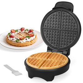 FineMade 7 Inches Classic Waffle Maker Machine, belgian waffle maker with PFAS-Free Ceramic Non-Stick Plates,Waflera electrica, Thin Waffle Maker Crispy, Round Waffle Iron, Graphite