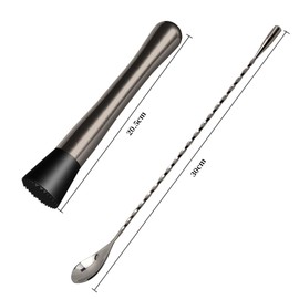 Professional Bar Spoons, Stainless Steel Spiral Pattern Bartender Stir Bar(Silver)