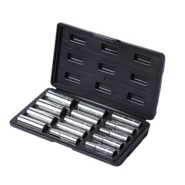 MAXPOWER 14PCS 3/8" Drive Deep Socket Set, Cold-Forged, Heat-Treated, Cr-V Alloy Steel, Full Polished, 6-Point, Includes Durable Carrying Case, Metric Size 6mm-19mm