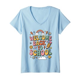 Womens Welcome Back to School Teacher Appreciation Boys Girls Gifts V-Neck T-Shirt