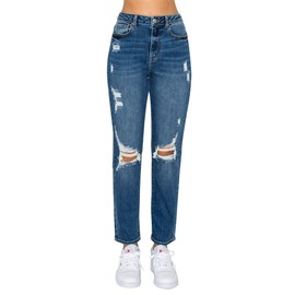 Women's Mom Jeans High Waisted Baggy Distressed Boyfriend Jean Ripped Style Cotton Classic Regular and Plus Size 3