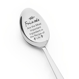 Friendship Gifts for Women Men Friends Engraved Stainless Steel Coffee Ice Cream Spoon for Best Friend Birthday Christmas Gifts for Bestie BFF Graduation Gift for Teens