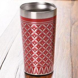 J-kitchens Cup Stainless Steel Pair Vacuum Double Layer Tumbler Pair Red Black Wooden Box 11.8 fl oz (350 ml)