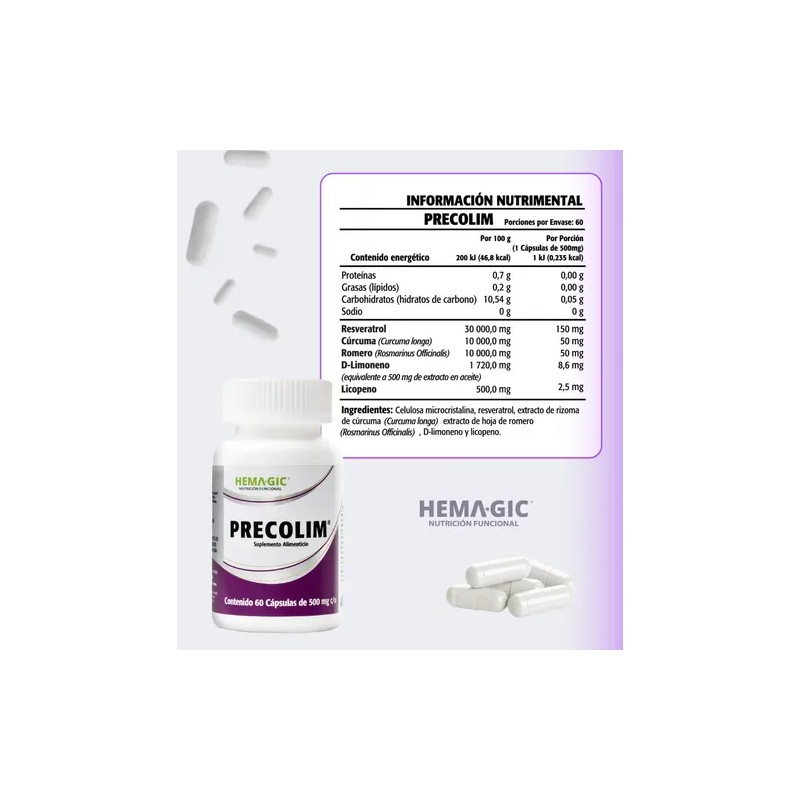 Suplemento en cápsula Hemagic Minerales/Vitaminas de PRECOLIM x 30g
