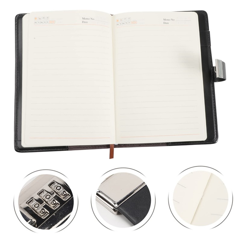 TEHAUX Lockable Diary White Student Girl Notebook Paper Password Lock