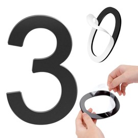 3 Inch House Numbers Self-adhesive House Number Acrylic Modern House Numbers for Outside Black Mailbox Numbers Address Home Number for House Apartments Office Hotel Room Easy to Install (Number 3)