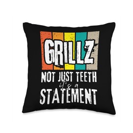 For man or woman with grillz teeth with Grills teeth Throw Pillow