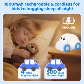GAGBC Car Night Light for Kids, Color Changing+Dimmable+1800mAh Rechargeable+Timer+Silicone, Squishy Touch Toddler Night Light, Novelty Nursery Nightlight for Kids Room, Funny Gifts, Boys, Baby