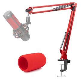 Red Mic Arm Compatible with HyperX QuadCast S - Premium QuadCast Boom Arm Stand for Gaming, Streaming by YOUSHARES