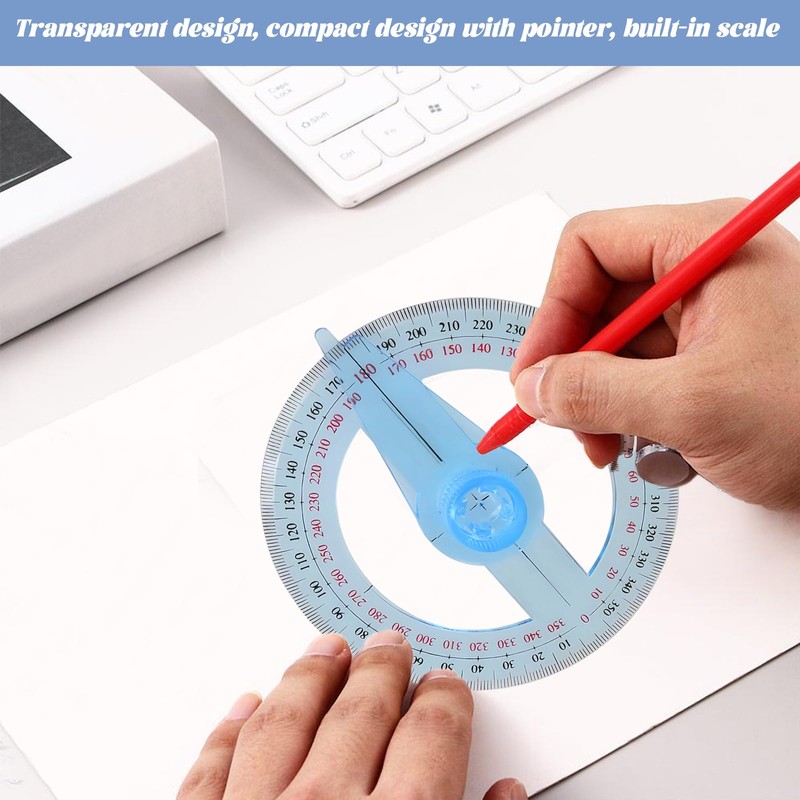 2Pcs 360 Degree Protractor Angle Measure Protractor Circle Protractor 12cm