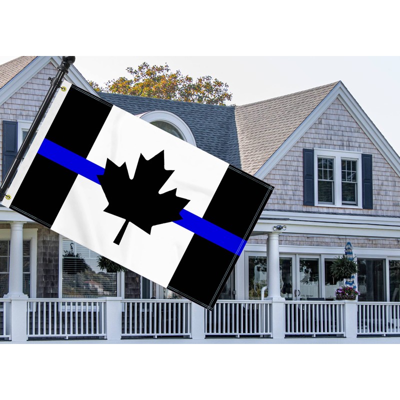 3×5 FT Thin Blue Line Canada Flag, Large 100D Honoring