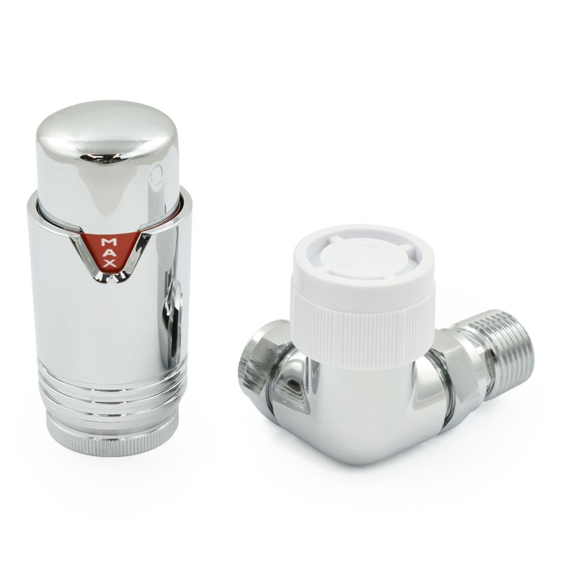 Thermostatic Radiator Valve Chrome Corner TRV – Style (Chrome)