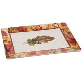 Boston International Ceramic Tray Dishwasher and Microwave Safe Fall Thanksgiving Serving Plate, 10" x 8", Bright Autumn