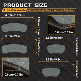 LOCOPOW Front & Rear Brake Pads for Can Am Defender Traxter HD10 1000 HD8 800 HD9 HD7 HD5 XMR DPS XT XTP 2016 2017 2018 2019 2020 2021 2022 2023