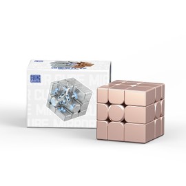 Moyu Mirror Cube 3x3 Speedcube Magnetic Stickerless, 3D Puzzle Cube Toy for Beginners and Advanced Users(Ball Core Maglev Version - Rose Gold)
