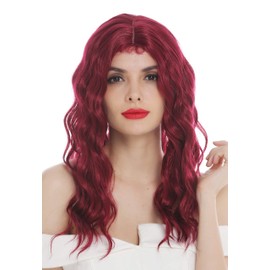 WIG ME UP - VK-9-39 Women's Wig Long Wavy Middle Parting with Hairlines Garnet Red