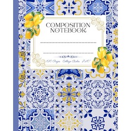 Composition Notebook: Girly Aesthetic Lemon College Ruled Lined Journal: 8x10"