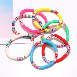 NLCAC Heishi Surfer Bracelets Stackable Colorful African Vinyl Disc 6mm Beads Stretch Bracelets Vsco Boho Summer Beach Jewelry for Women (7)