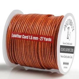 Cuerda redonda de cuero Genine de 1,5 mm, cuerda de 75 metros, juego de 3 para hacer joyas, collares, pulseras, trenzas Kumihimo, envolturas, manualidades y proyectos de bricolaje (marrón tostado envejecido)