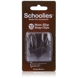 Schoolies Hair Accessories Non Slip Snap Clips 12 Pieces, Krazy Brown