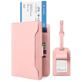 VULKIT Passport Holder for Travel, RFID Blocking Travel Wallet for Women & Men, Passport Cover with Luggage Tag for Suitcases, Magnetic Closure Passport Case, Holds ID Card, 5 Cards, Tickets, Cash