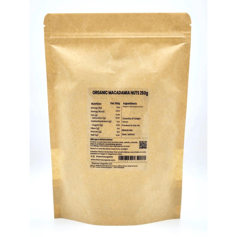 Organic Macadamia Nuts 500g - No Additives or Preservatives -