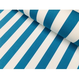 Turquoise & White Striped DRALON Outdoor Fabric Acrylic Teflon Waterproof Upholstery Material for Cushion Gazebo Beach - 160cm Wide (Sold by The metre)