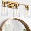 A1A9 3-Light Bathroom Vanity Light, Modern Brushed Gold Wall Lights